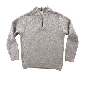 7 Diamonds Sweater Mens Large Beige Mock Neck 1/4 Zip Knit Pullover Turnberry